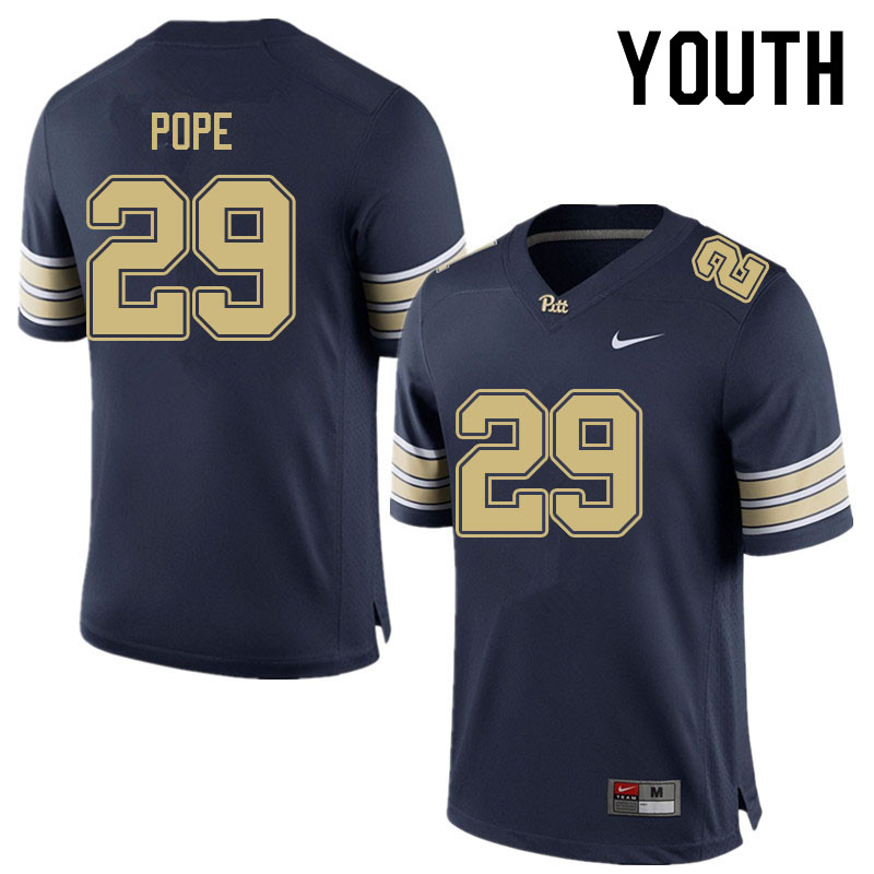 Youth #29 Marquan Pope Pitt Panthers College Football Jerseys Sale-Navy